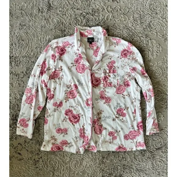 Laura Ashley Floral Pink Longsleeve Pajama Set Sz. Large - Picture 2 of 13
